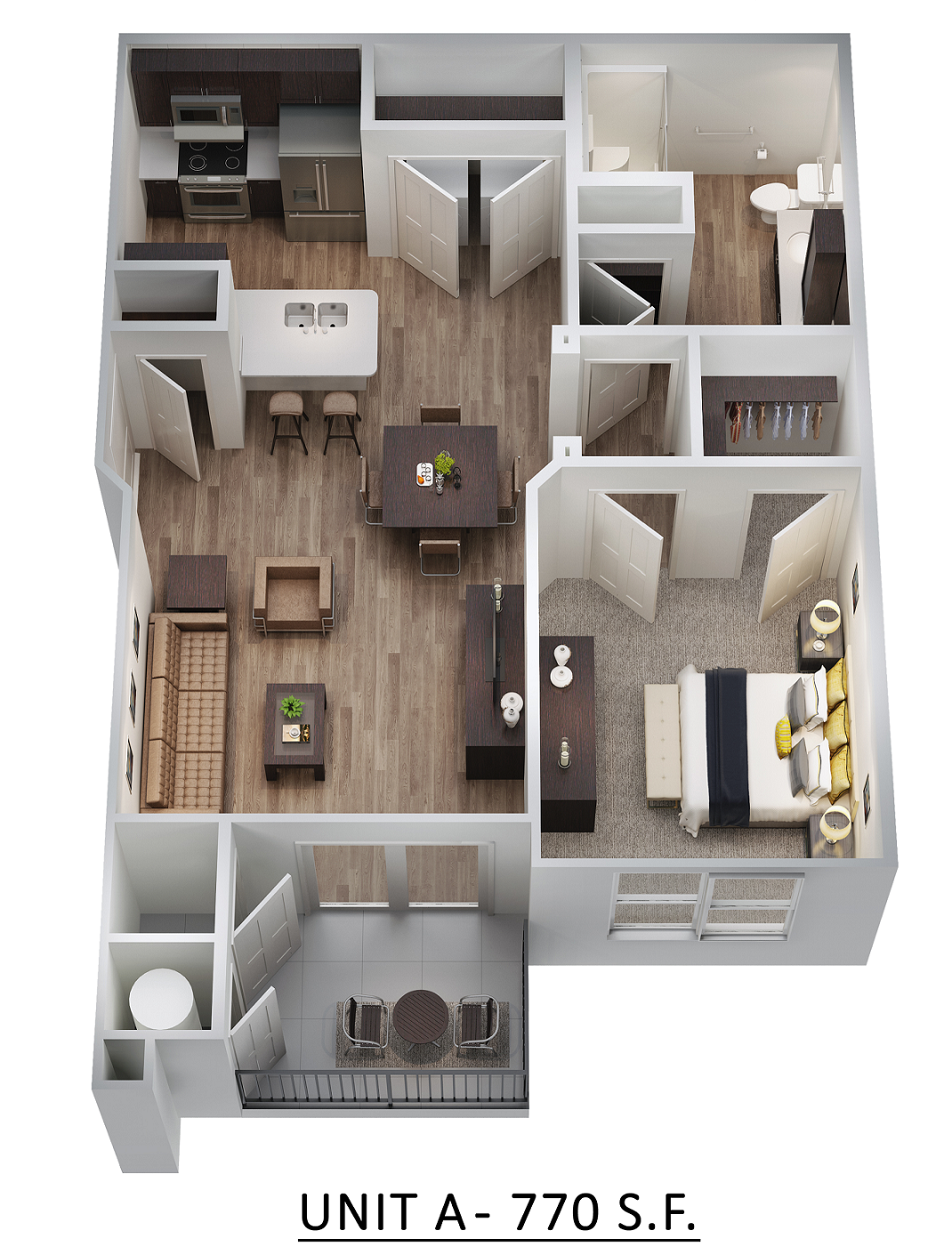 Unit A - 770 SQ FT